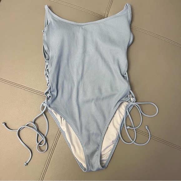 Pink | Victoria’s Secret Blue Lace Up One Piece - Picture 3 of 9